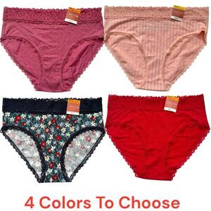 NWT State of Day Women's Cotton Modal Lace-Trim Hipster Panty Underwear 4 Colors